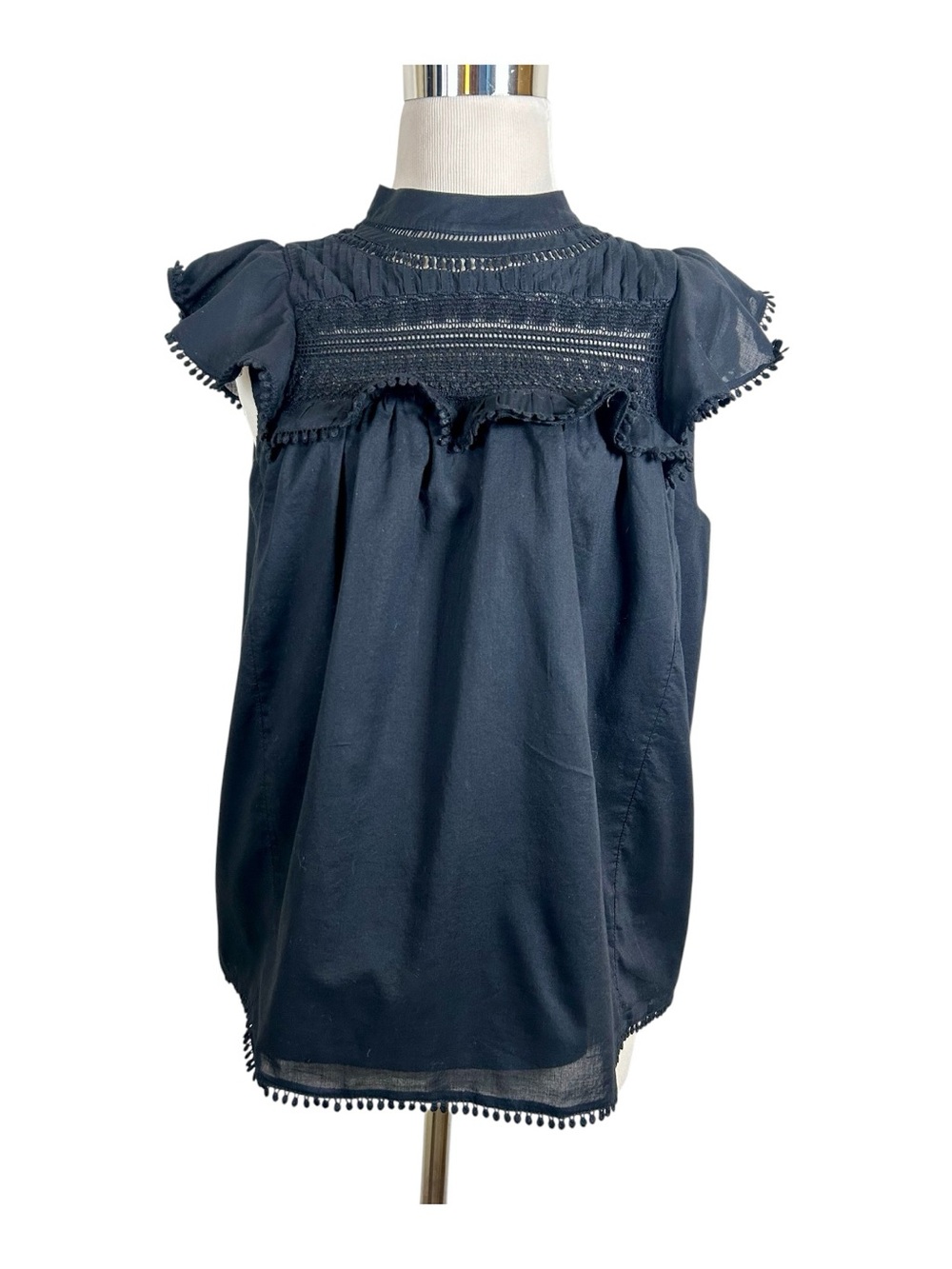 J.Crew Re-Imagined Crochet Lace Ruffle Short Sleeve Blouse